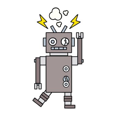 Hatalı çalışan bir robot sevimli çizgi