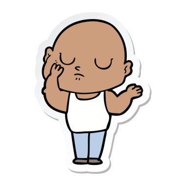 etiket bir karikatür kel adam