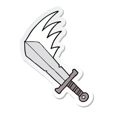 etiket kılıç sallanan bir karikatür