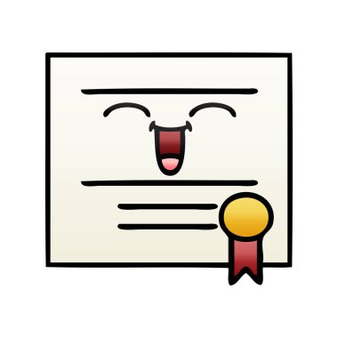 Degrade gölgeli karikatür Mezuniyet Diploması