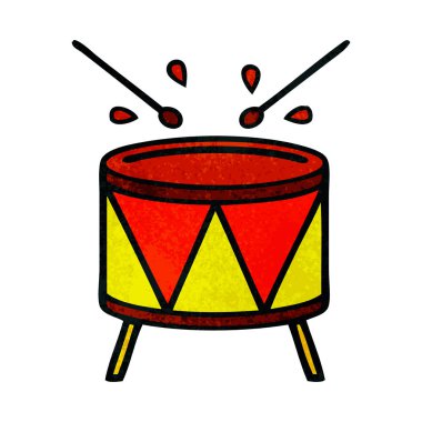 Retro grunge doku karikatür bir davul