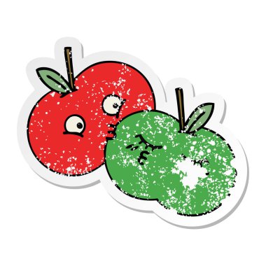 sevimli çizgi elma sıkıntılı etiket