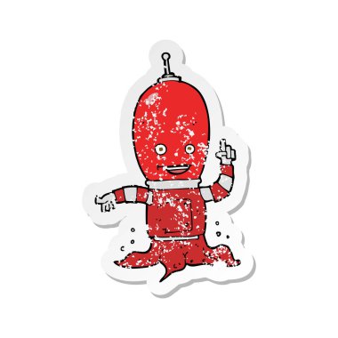 bir çizgi film uzaylı uzaylı Retro sıkıntılı etiket