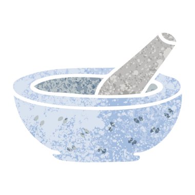 ilginç retro illüstrasyon tarzı çizgi film havaneli ve harç