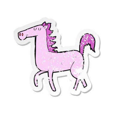 Retro sıkıntılı etiket bir karikatür at