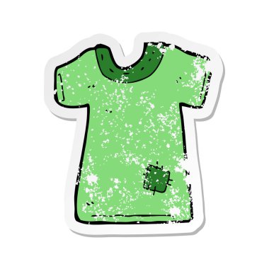 bir karikatür Retro sıkıntılı etiket eski tee gömlek yamalı