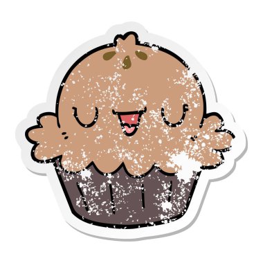 sevimli çizgi pastası sıkıntılı etiket