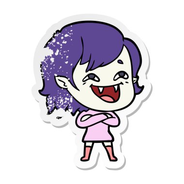 bir çizgi film gülen vampir kızın sıkıntılı etiket