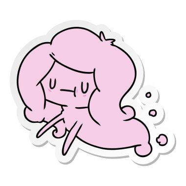 etiket kawaii sevimli hayalet çizgi film gösterimi