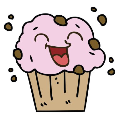 ilginç el çizilmiş karikatür mutlu muffin