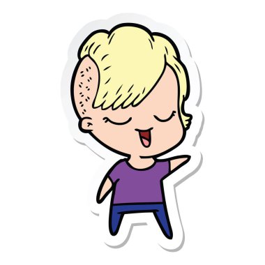 bir mutlu çizgi film kız etiketi