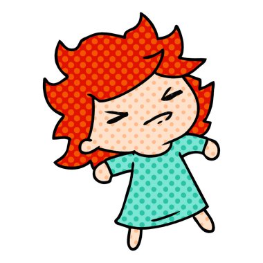 bir şirin kawaii kız çizgi film gösterimi