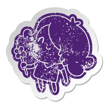 bir şirin kawaii kızın sıkıntılı eski etiket