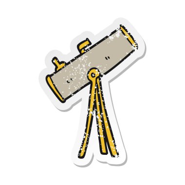 bir çizgi film teleskop Retro sıkıntılı etiket