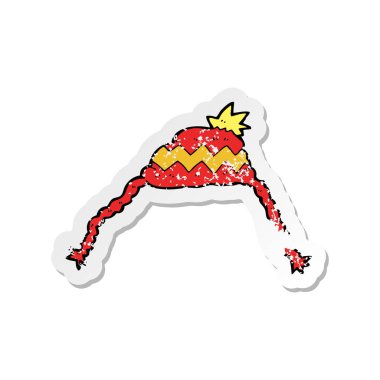 bir çizgi film şapka Retro sıkıntılı etiket