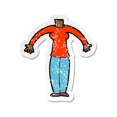 Retro sıkıntılı etiket bir çizgi film vücut