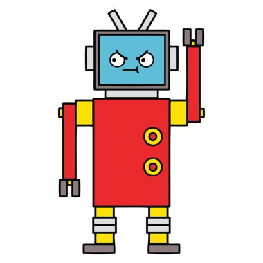 sevimli çizgi bir robot