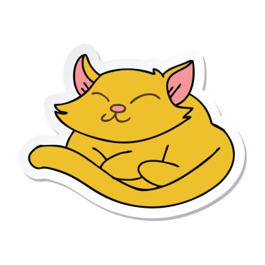 ilginç bir el etiket karikatür kedi çizilmiş