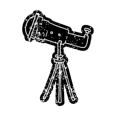büyük bir teleskop çizim grunge simgesi