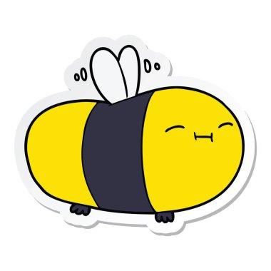 etiket mutlu karikatür arı