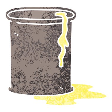 Retro illüstrasyon stil ilginç karikatür varil petrol