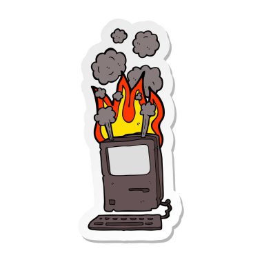 bir çizgi film eski bilgisayarın etiket