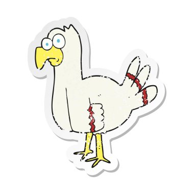 bir karikatür kuş Retro sıkıntılı etiket