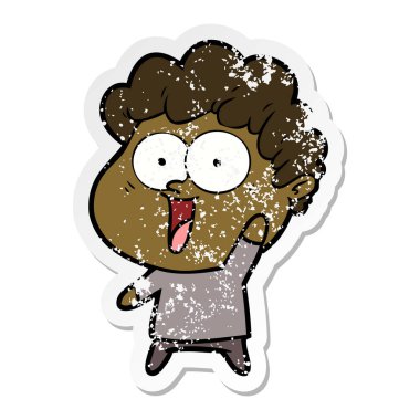 karikatür mutlu bir adamın sıkıntılı etiket