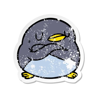 bir karikatür penguen sıkıntılı etiket