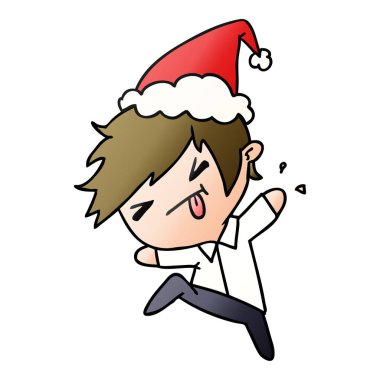 Noel degrade çizgi film kawaii çocuğun el çekilmiş