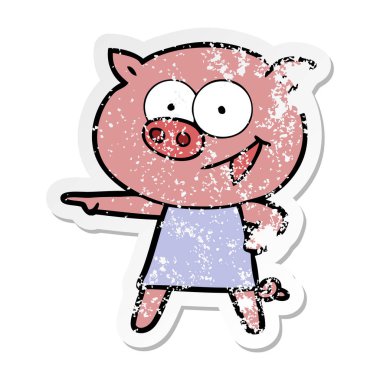 elbise işaretleme karikatür neşeli domuz bir sıkıntılı etiket