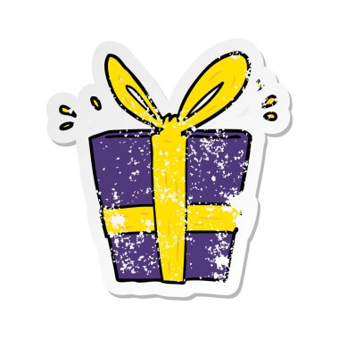 bir çizgi film sarılmış hediye sıkıntılı etiket