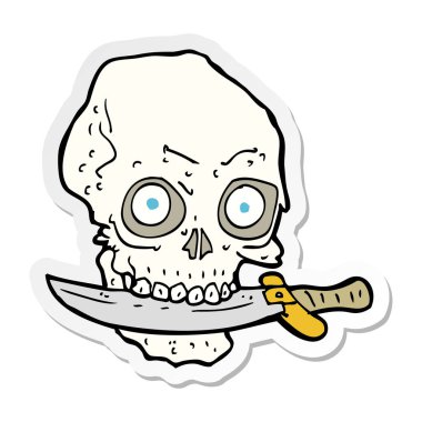 etiket bir çizgi film korsan kafatası dişleri bıçak