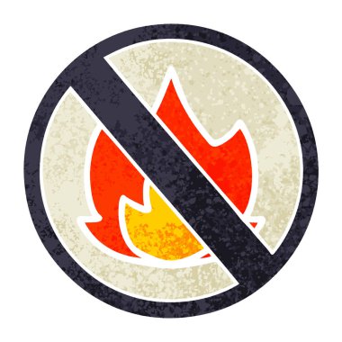 Retro illüstrasyon stil karikatür bir Hayır yangın işareti