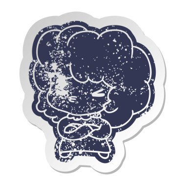 bir şirin çapraz kawaii kızın sıkıntılı eski etiket