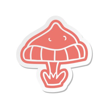 tek bir mantarı çizgi film etiketi