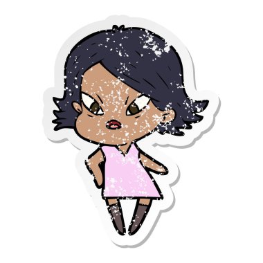 kadın bir karikatür sıkıntılı etiket vurguladı