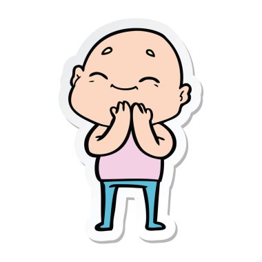 etiket bir mutlu karikatür kel adam