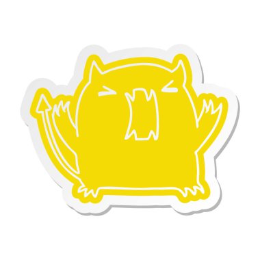 bir şirin kawaii şeytanın çizgi film etiketi