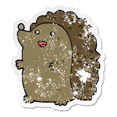 bir karikatür mutlu kirpi sıkıntılı etiket