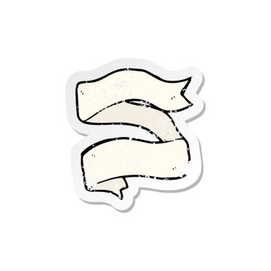 bir çizgi film dövme kaydırma Banner Retro sıkıntılı etiket