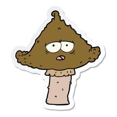 etiket yüzü olan bir çizgi film mantar