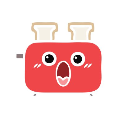 düz renk retro karikatür bir ekmek kızartma makinesi,