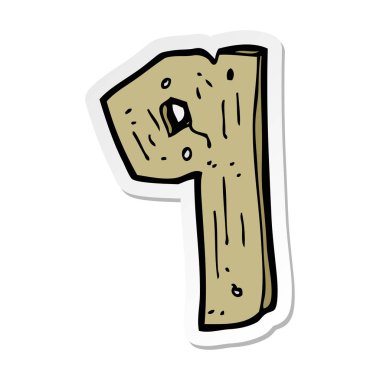 bir çizgi film ahşap sayının etiket