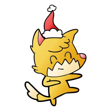 Noel Baba şapkası giyen bir dostu Fox degrade çizgi film