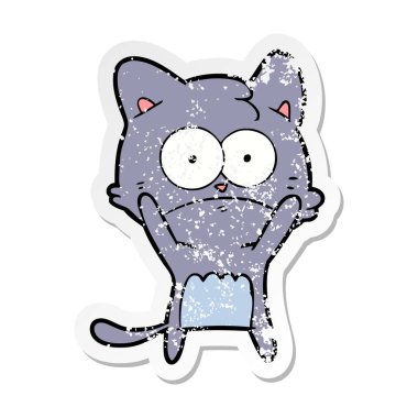 bir çizgi film gergin kedi sıkıntılı etiket