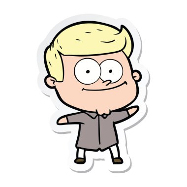 etiket karikatür mutlu bir adamın