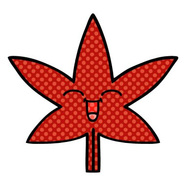 çizgi roman tarzı karikatür bir sonbahar yaprak