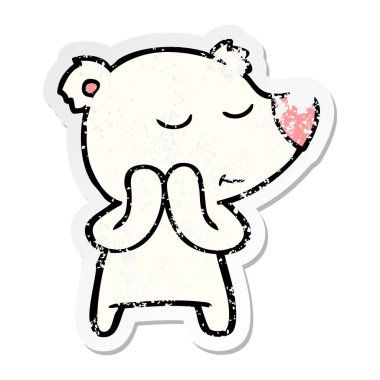 bir mutlu karikatür kutup ayısı sıkıntılı etiket