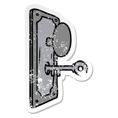 elle çizilmiş etiket karikatür doodle bir kapı kolu, sıkıntılı